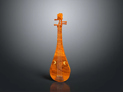 Traditional Handcrafted Wooden Pipa Musical Instrument for Home Living Decorative Accessory with Classic Design 3d model