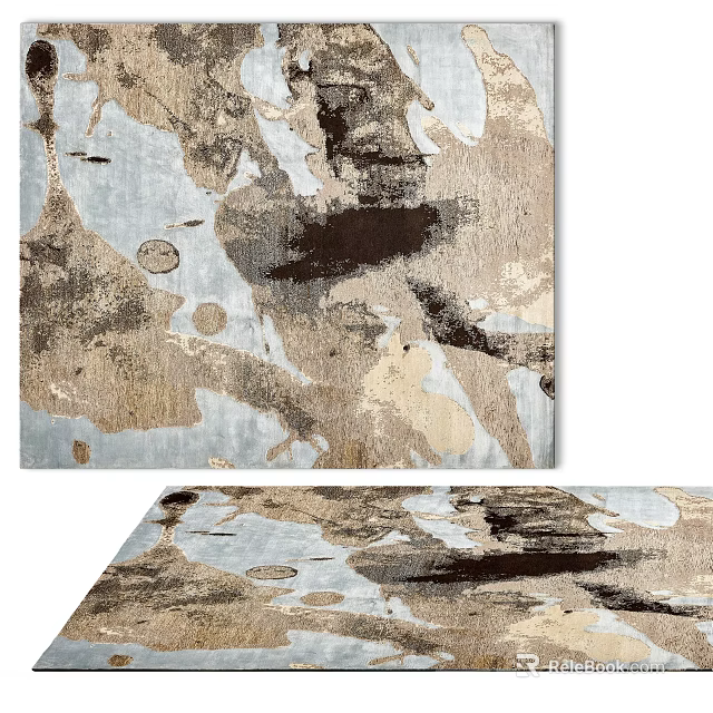 Square Carpet With Abstract Pattern In Neutral Tones For Modern Home Decor 3d model 