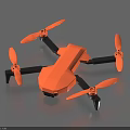 Modern Orange Small Drone With Four Propellers And Black Frame Design 3d model