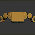 Yellow Block Shaped Robot Creature With Black Large Eyes And Green Joints