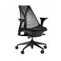 Modern Black Office Chair With Mesh Backrest Armrests And Wheeled Base