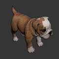 Realistic Brown And White Bulldog Puppy 3D Model With Standing Pose