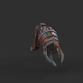 Mechanical Weapon With Red And Black Metal Construction And Rustic Design 3d model