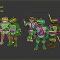 Animated Teenage Mutant Ninja Turtles Characters With Colorful Headbands And Various Weapons