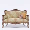 Classic Multi Person Sofa With Ornate Carved Wooden Frame Floral Pattern Upholstery And Decorative Pillows