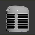 White Striped Retro Device With Shiny Surface And Base Reflection