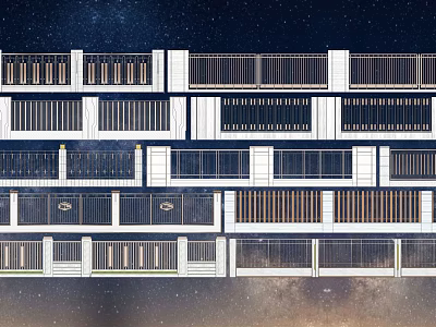 Modern Building Facade With Symmetrical Geometric Glass And Metal Panels 3d model