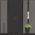 Elegant Elevator Hallway With Bernini Villa Door Wooden Walls And Green Moss Plant