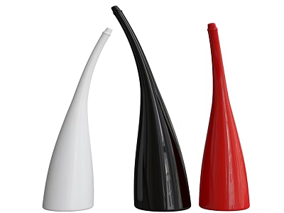 Sleek Tapered White Black Red Ceramic Decorative Ornament Set For Home Decor 3d model