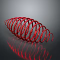 Shiny Red Spiral Spring Isolated On Dark Background With Reflection 3d model
