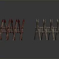 Red And Natural Colored Spiked Fence Barriers With Textured Wooden Like Structure