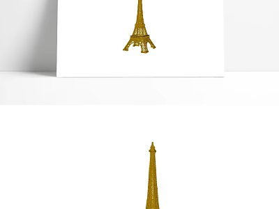 Golden Eiffel Tower Decorative Ornament Set with Modern Design for Home Decor 3d model