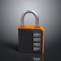 Orange Black Combination Lock With Metal Shackle Three Number Dials Showing 8 0 2
