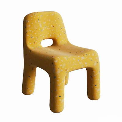 Yellow Speckled Plastic Leisure Chair With Minimalist Design And Hollow Backrest 3d model