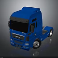 Blue MAN TGX Truck With Shiny Cab Design On Dark Reflective Background