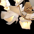 Elegant Modern Chandelier Featuring White Petal Shaped Structure And Golden Metal Accents