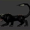 Fierce Black Fantasy Creature With Horns Spiked Tail And Sharp Claws 3d model