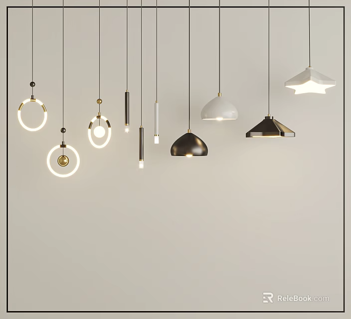 Modern Pendant Lights With Various Shapes And Styles For Home Interior Decor 3d model 
