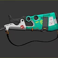 Futuristic Teal And White Blaster Weapon With Orange Accents Black Strap Modern Design