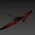 Pterosaur Flying With Colorful Crest And Extended Wings In Sky