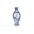 Elegant Ceramic Vase Featuring Blue And White Traditional Scenic Decorative Patterns