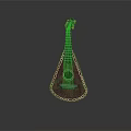 Traditional Wooden Lute With Ornate Carved Patterns And Decorative Edges