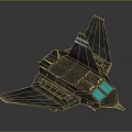 Futuristic Dark Colored Fighter Jet 3D Rendering With Angular Wings Transparent Canopy And Metallic Details
