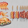 Modern Barbecue Barbecue Chicken 3d model