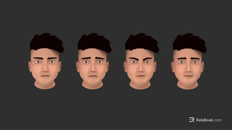 Game And Movie Character 3D Head Models With Different Facial Expressions 3d model 