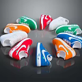 Colorful Casual Lace Up Sports Shoes With Red Green Blue Orange White Round