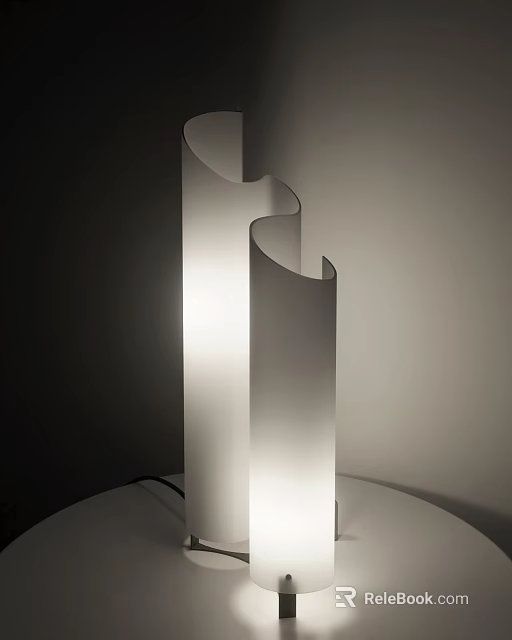 Modern Table Lamp With Curved White Shade And Soft Lighting For Desk Decoration 3d model 