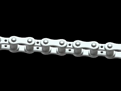 Industrial Strength Metal Roller Chain With Interlocking Links And Silver Finish 3d model