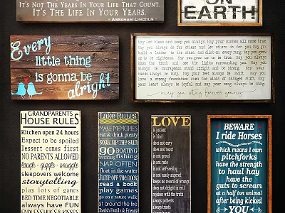 Decorative Signboards with Wooden and Chalkboard Designs Featuring Inspirational Quotes and Messages 3d model