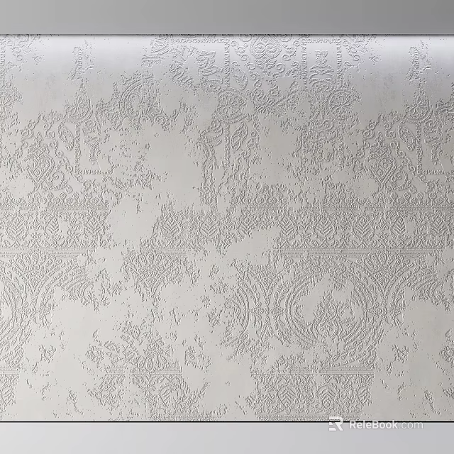 Luxury Light Colored Wallpaper With Embossed Intricate Pattern And Decorative Design 3d model 