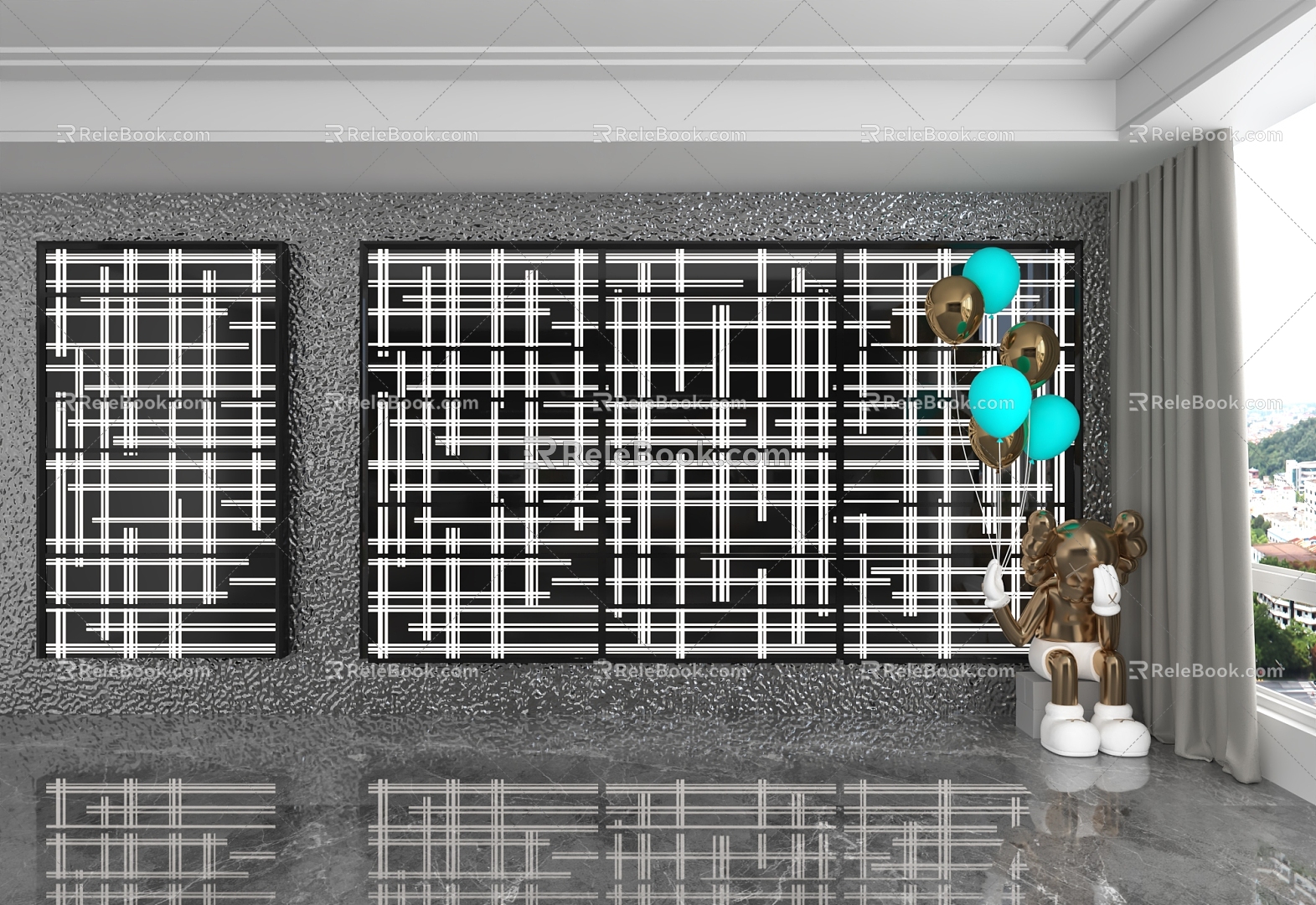 Modern background wall 3d model