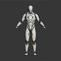White Humanoid Robot Creature With Blue Accent Lines Standing Pose And Reflective Surface 3d model