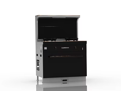 Sunpentown Black Kitchen Gas Stove With Built In Oven For Home Cooking 3d model