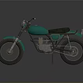 Vintage Teal Motorcycle with Black Seat Headlight Classic Design and Metallic Wheels