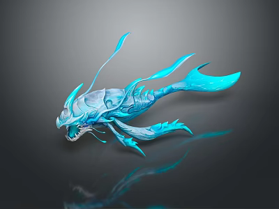 Blue Mythical Fantasy Game Movie Character With Crystal Scales And Scorpion Tail Design 3d model