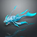 Blue Mythical Fantasy Game Movie Character With Crystal Scales And Scorpion Tail Design