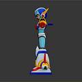 3D Model of Colorful Armored Robot Character as Futuristic Creature With Open Arms