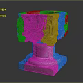 Plant Growing In Intricate Carved Stone Planter With Detailed Base Design