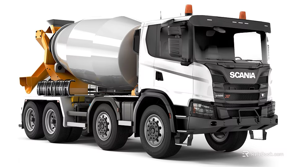 SCANIA Heavy Duty Concrete Mixer Truck With Large Mixing Drum For Construction 3d model 