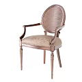 Elegant Leisure Chair With Wicker Backrest Padded Seat And Metal Frame Decorative Details