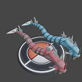 Game Dragon Characters Red and Blue Fierce with Open Mouths on Poké Ball Platform