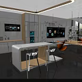Modern Open Lounge Interior With Glass Partition Staircase Large Windows And Colorful Seating