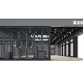 Modern Industrial Clothing Store Interior With Display Racks Wooden Floor And Ceiling Lights
