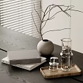 Minimalist Decorative Ornament Set With Books Vase Glass Carafe And Tray