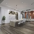 Modern Specialty Store Interior With Arched Shelves Decorative Items And Wooden Flooring