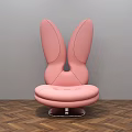 Pink Unique Shape Sofa With Bunny Ear Design And Modern Leather Finish